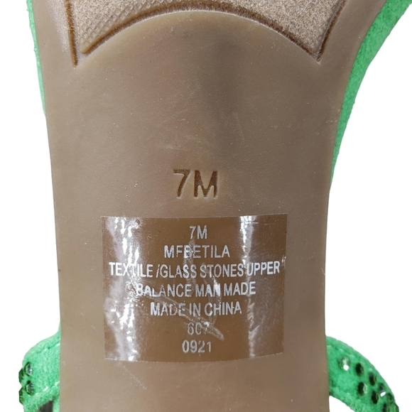 Marc Fisher | Batila Lime Green Embellished Open Toe Stiletto Heels Women's 7 - Picture 11 of 12